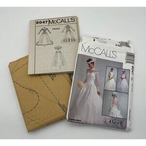 McCalls 8047 Wedding Dress Sewing Pattern Alicyn Exclusives 3 options VTG Sz AX